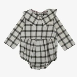 LOIR PARIS Green + Burgundy Plaid Romper 6M